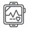 Pulsometer line icon, heart and cardio, heartbeat sign, vector graphics, a linear pattern on a white background.