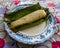 Pulut Panggang, a Malay traditional dessert on plate