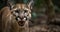 Puma. Cougar Closeup Portrait. Mountain lion.