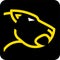 Puma head icon in yellow and black in lineal geometric style