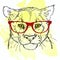 Puma head sketch with glasses