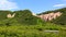 Pumice rock outcrops near river. Kutkhins baht, Kronotsky Reserve, Kamchatka, Russia