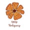Pumkin. Happy Thanksgiving greeting card. Glitter pumpkin and lettering