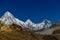 Pumori mountain peak seen from EBC trek