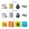 Pump, barrel, drop, petrodollars. Oil set collection icons in cartoon,flat,monochrome style vector symbol stock