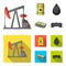 Pump, barrel, drop, petrodollars. Oil set collection icons in cartoon,flat style vector symbol stock illustration web.