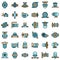 Pump icons set vector flat