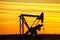 Pump jack in the oil field at sunset