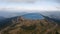 Pumped water storage hydroelectric plant reservoir aerial drone view