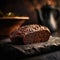 Pumpernickel Bread On Stone In Rustic Pub. Generative AI