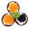 Pumpernickel bread topped with red and black caviar