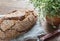 Pumpernickel on the wooden table