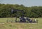 Pumpjack with a hay bale in the State of Oklahoma in the United States of America.