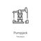 pumpjack icon vector from petroleum collection. Thin line pumpjack outline icon vector illustration. Linear symbol for use on web