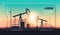 Pumpjack petroleum production trade oil industry concept pumps industrial equipment drilling rig sunset background
