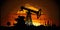 Pumpjack on sunset, oil industry, heavy machinery, AI generative illustration
