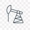 Pumpjack vector icon on transparent background, linear
