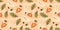 Pumpkin autumn seamless pattern print with leaves, Thanksgiving, harvest or Halloween seasonal background