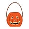 Pumpkin bag for collecting sweets for halloween. Halloween pumpkin. Happy halloween holiday. Decoration for horror night