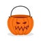 Pumpkin basket empty for Halloween. Horrible vegetable basket of