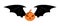 Pumpkin with bat wings, halloween, isolated.