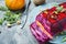 Pumpkin and beetroot terrine