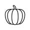 pumpkin black line vector illustration, autumn season symbol, thick black outline, simple doodle design element