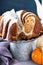 Pumpkin bundt cake with cream cheese filling