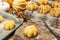 Pumpkin buns or cookies, traditional fall baked goods. Making biscuits process