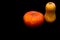 Pumpkin and butternut squash isolated on black absorbing background with copy space and clipping path. Simplicity. Minimalism