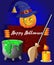 Pumpkin Candle pot broom. Happy Halloween