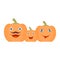 Pumpkin cartoon family. Set of colored characters. Cute, funny and happy vector illustrations and vegetables on a white background