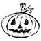 Pumpkin with carved face. Pumpkin on Halloween sketch.