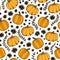 Pumpkin color vector seamless pattern, hand drawn squash sketch