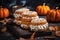 Pumpkin cookie sandwich with cream cheese