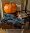 Pumpkin corner with books