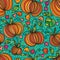 Pumpkin crazy line seamless pattern