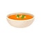 Pumpkin cream soup with cream in a bowl, traditional Thanksgiving food vector Illustration on a white background