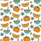 Pumpkin cream soup seamless vector pattern background illustration