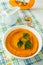 Pumpkin creamy soup with parsley