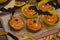 Pumpkin cupcakes for Halloween. Ideas for baking, sweets