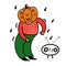 Pumpkin dancing on the Halloween party illustration for kids