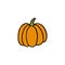 Pumpkin doodle icon, vector illustration