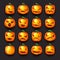 Pumpkin emoji halloween jack o lantern scary faces smile icons set isolated 3d cartoon decoration design vector