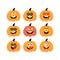 Pumpkin Emoji Set. Halloween Happy Pumpkins characters. Thanksgiving, Harvest planner Sticker. Laughing with tears of Joy,
