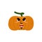 Pumpkin evil angry Emoji. Halloween vegetable aggressive emotion