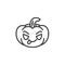 Pumpkin face savoring food emoji line icon
