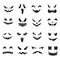 Pumpkin faces. Halloween jack o lantern face silhouettes. Monster ghost carving scary eyes and mouth vector icons set