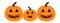 Pumpkin family. Happy Halloween. Mother Father Baby Trick or treat text. Funny creepy smiling face. Cute cartoon character. Greeti