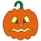 Pumpkin. A fearful grimace. Jack-lantern. Colored vector illustration. Halloween symbol. Isolated white background. Frightened fac